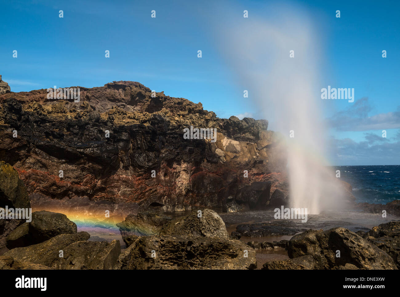 L'eruzione di Nakalele Blowhole in Maui. Foto Stock