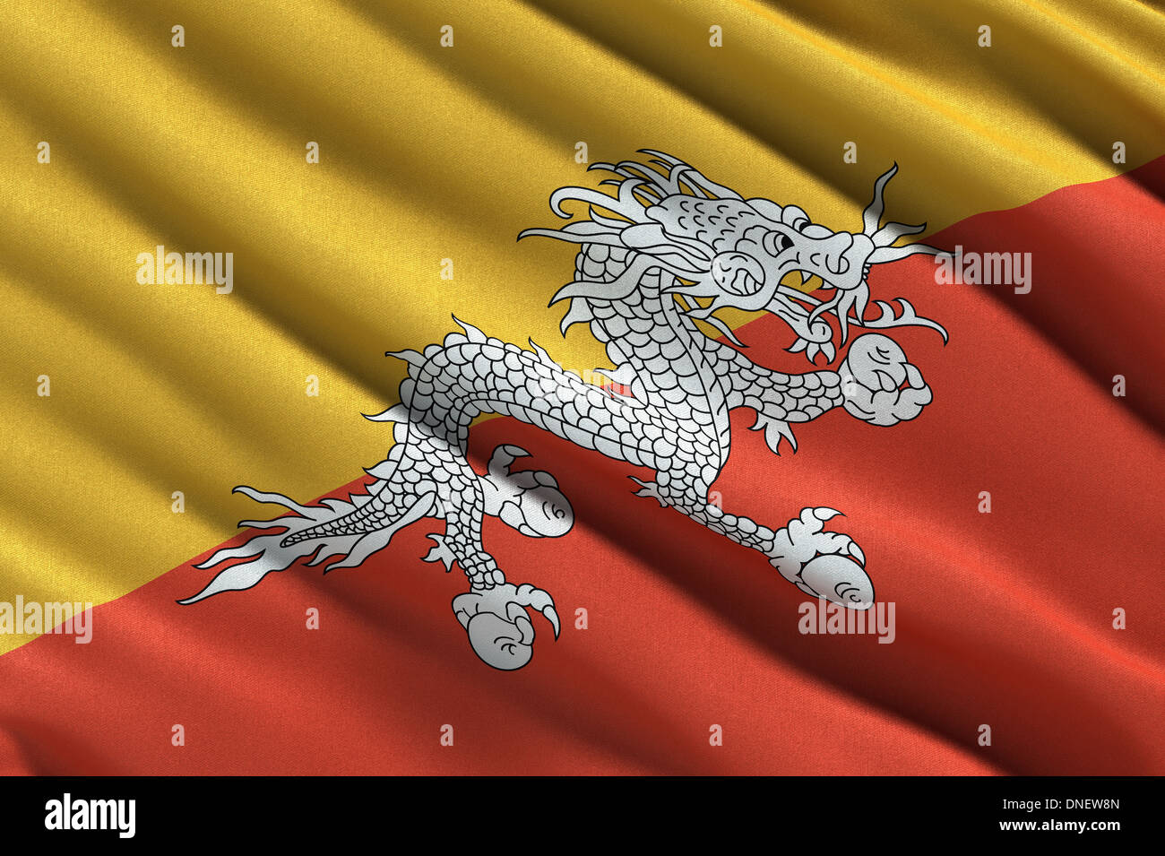 Bandiera del Bhutan Foto Stock