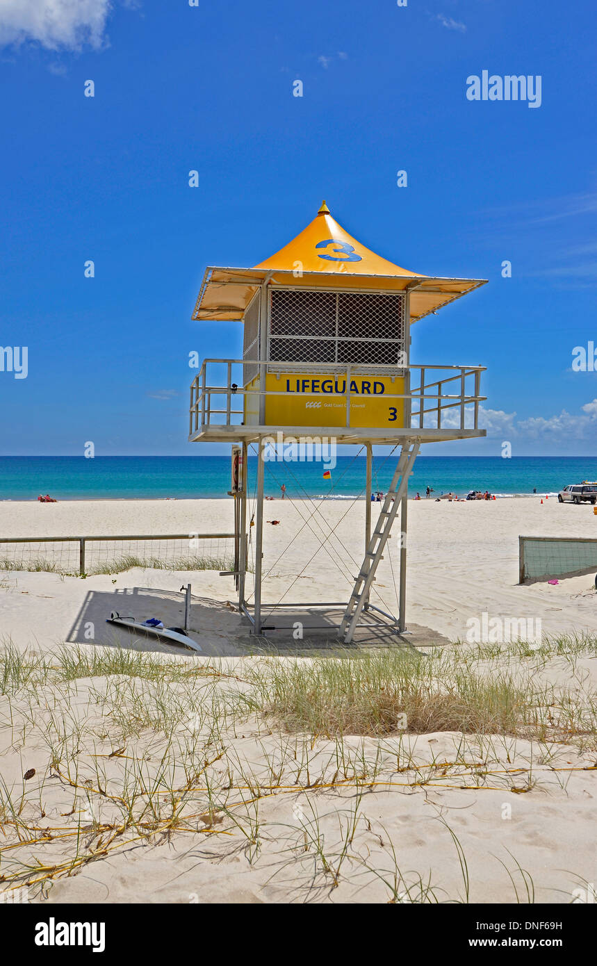 Bagnino torre di guardia a Coolangatta Beach, Gold Coast, Australia Foto Stock