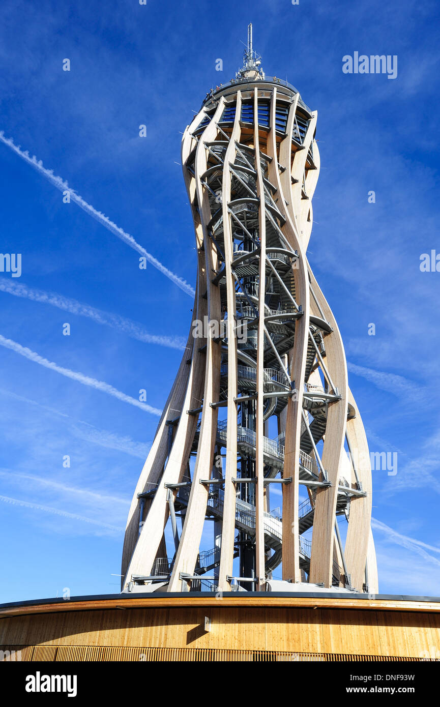 Torre sulla Pyramidenkogel, Austria, Carinzia, Lago Woerthersee, Keutschach Foto Stock
