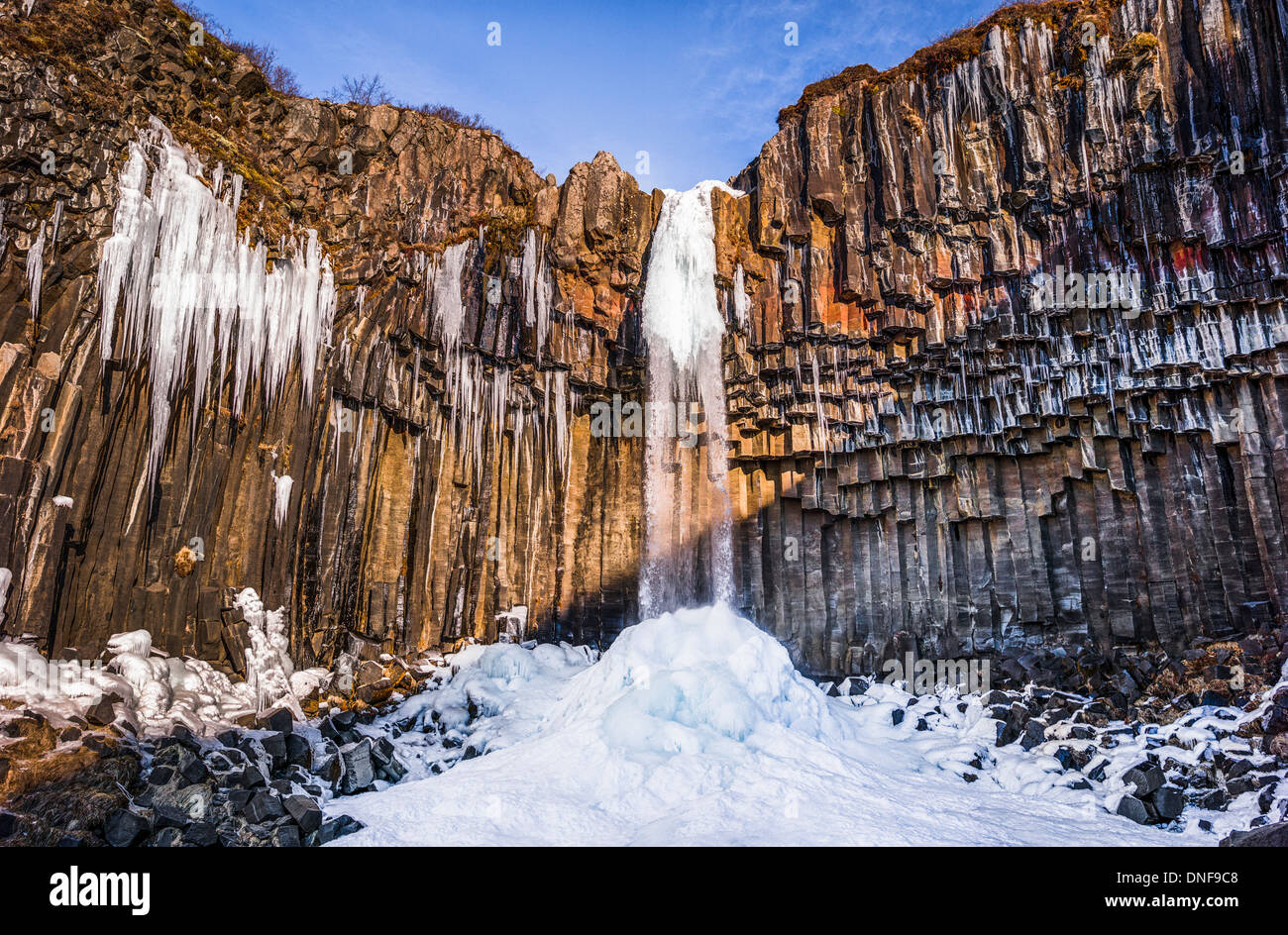 Europa Islanda cascata SVARTIFOSS TRAVEL Foto Stock