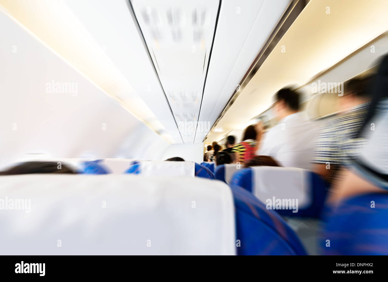 Interno di un aereo commerciale Foto Stock