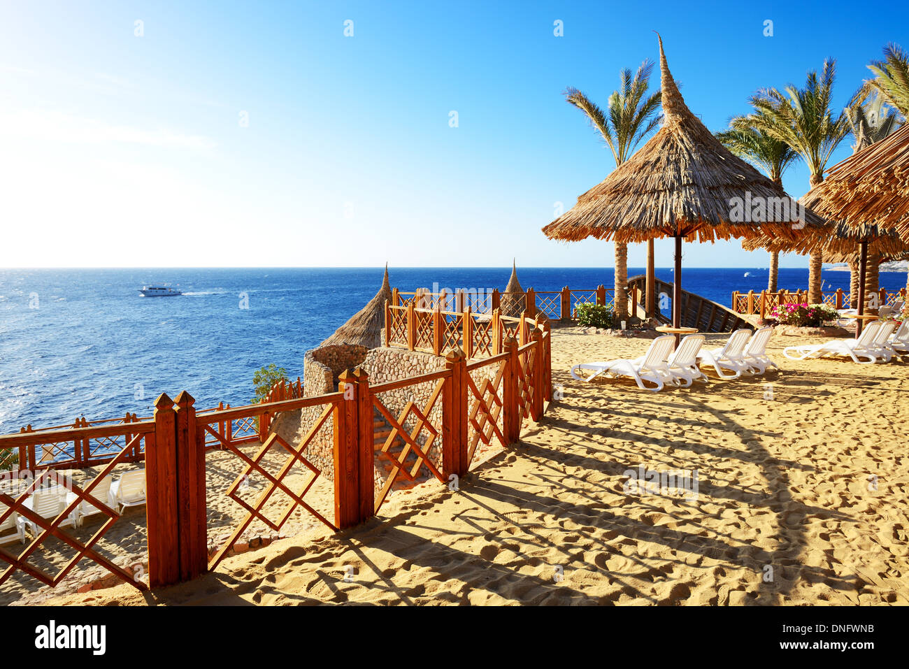 Spiaggia presso l'hotel di lusso a Sharm el Sheikh, Egitto Foto Stock