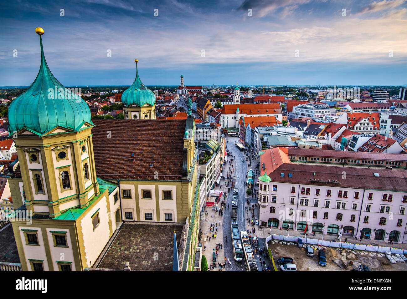 Augsburg, Germania centro città vista aerea. Foto Stock