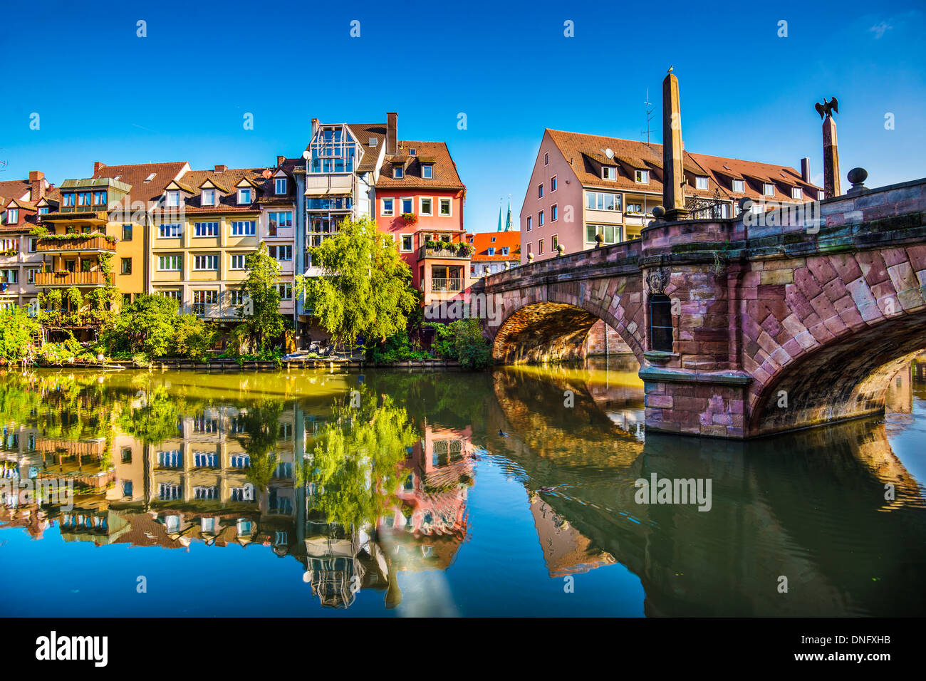 Norimberga, Germania città vecchia sul fiume Pegnitz. Foto Stock
