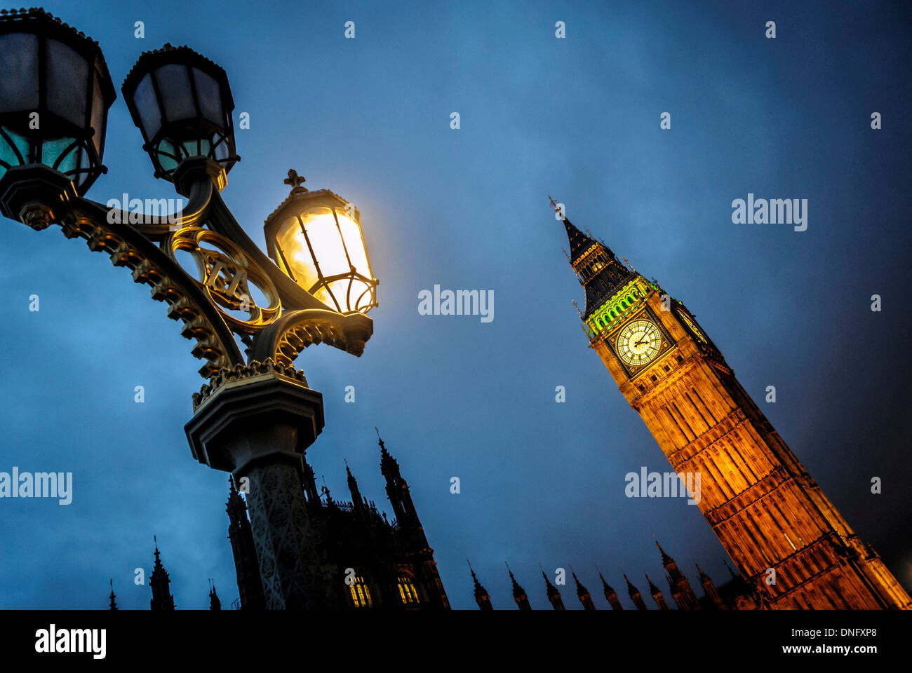 Big Ben e Lampione, Westminster, London. Foto Stock