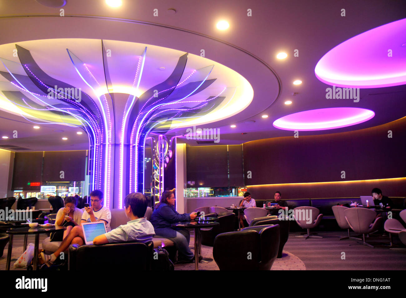 Repubblica di Cina, Taiwan, Taipei, Asia, Oriente, Oriente, Taiwan Taoyuan International Airport, TPE, terminal, gate, EVA Air Lounge, Star Alliance, passeggeri in Foto Stock
