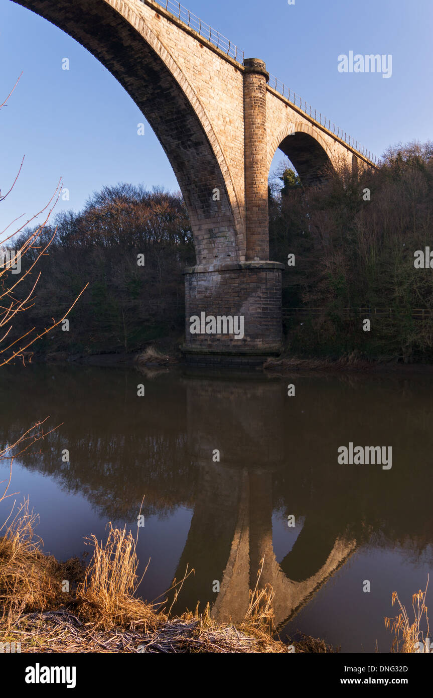 Victoria viadotto ferroviario vittoriano ponte sopra il fiume usura in Washington, North East England, Regno Unito Foto Stock