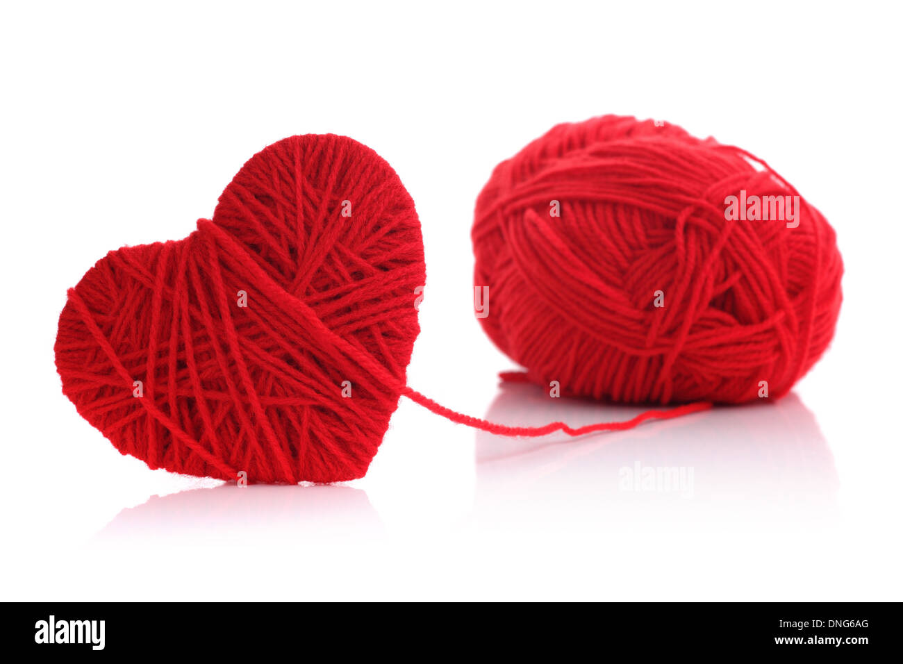 Filati di lana in forma di cuore simbolo Foto Stock