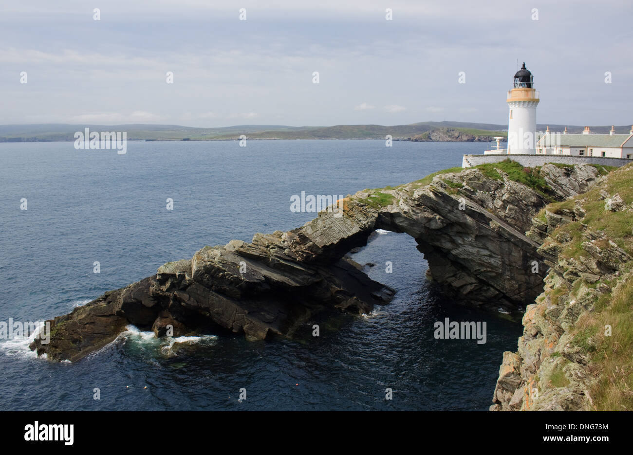 Faro sulla Kirkabister Ness, Kirkabister, Bressay, Isole Shetland Foto Stock