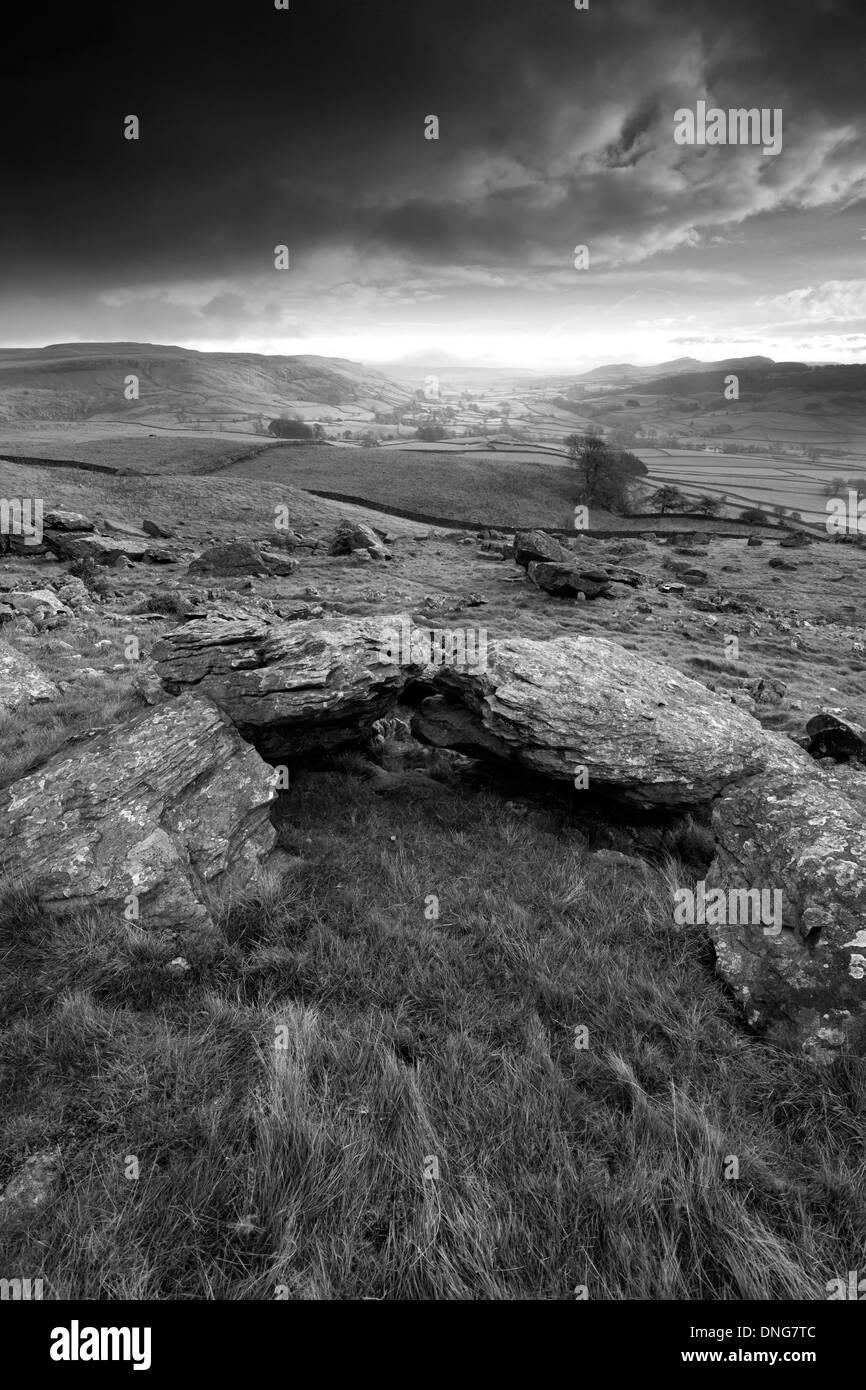 La cicatrice Studdrigg vicino al villaggio di Wharfe, Yorkshire Dales National Park, England, Regno Unito Foto Stock