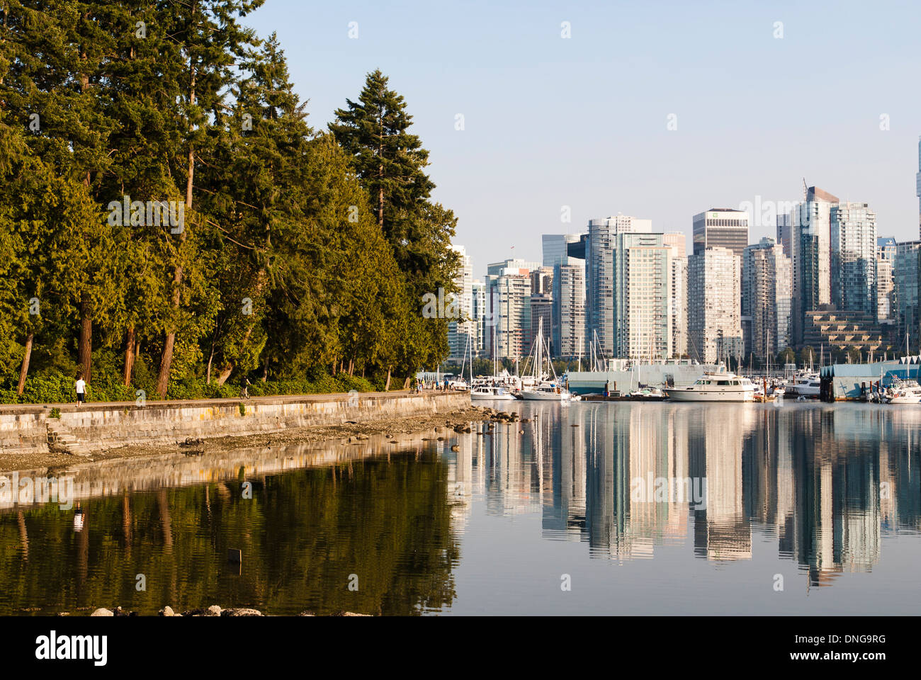 Stanley Park e di Coal Harbour. Vancouver, British Columbia, Canada. Foto Stock