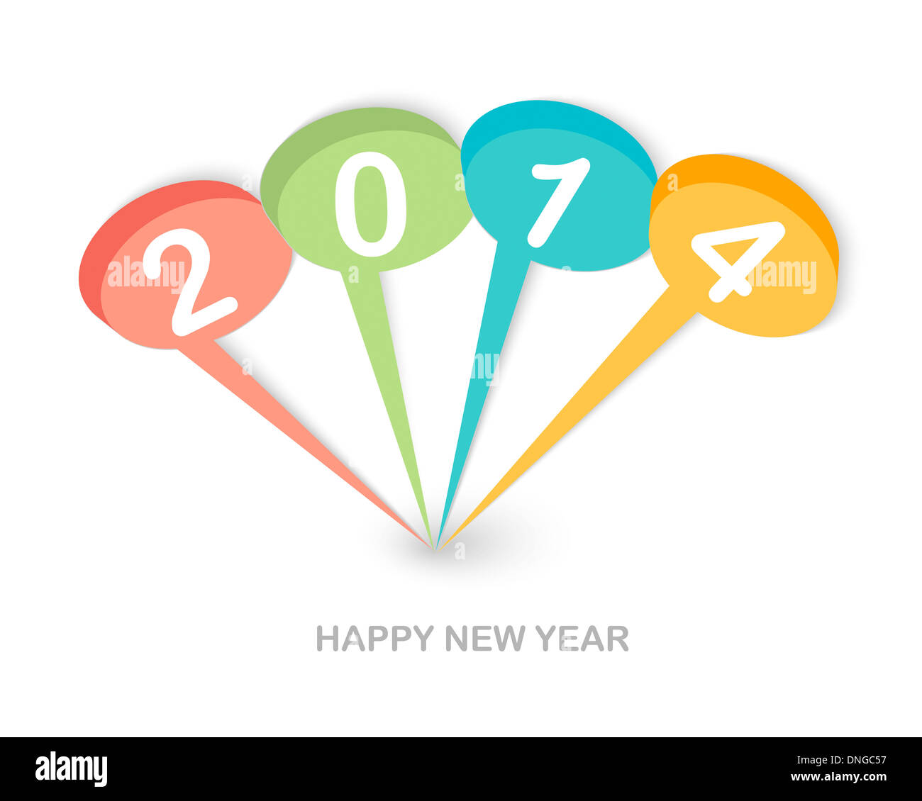 Felice anno nuovo 2014 social media nuvolette greeting card sfondo. EPS10 file vettoriali con strati di trasparenza. Foto Stock