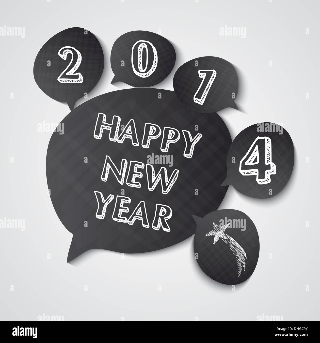 Felice anno nuovo 2014 vacanze invito contemporaneo design della scheda su sfondo bianco. EPS10 file vettoriali con strati di trasparenza. Foto Stock