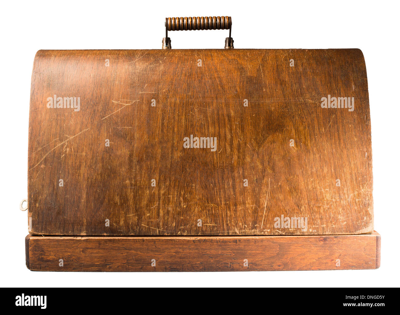 Valigia in legno bianco isolato Foto Stock