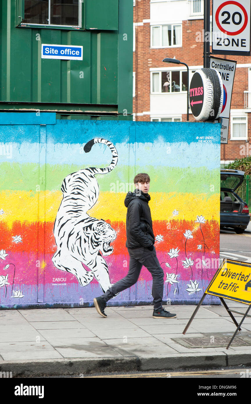 Graffiti sul muro, Hackney Road, London, Regno Unito Foto Stock