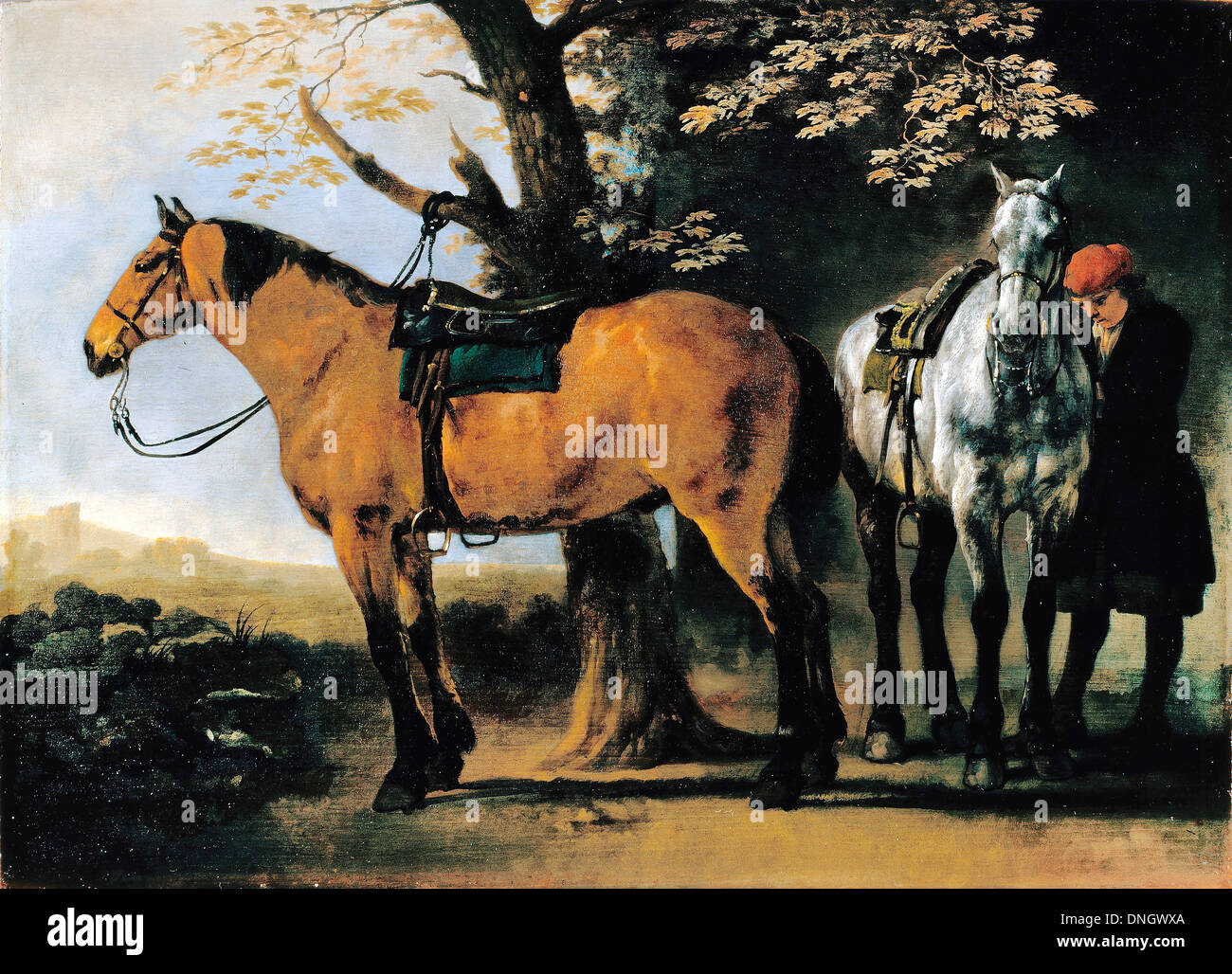Abramo van Calraet, due cavalli. Circa 1722. Olio su tela. Dulwich Picture Gallery di Londra, Regno Unito. Foto Stock