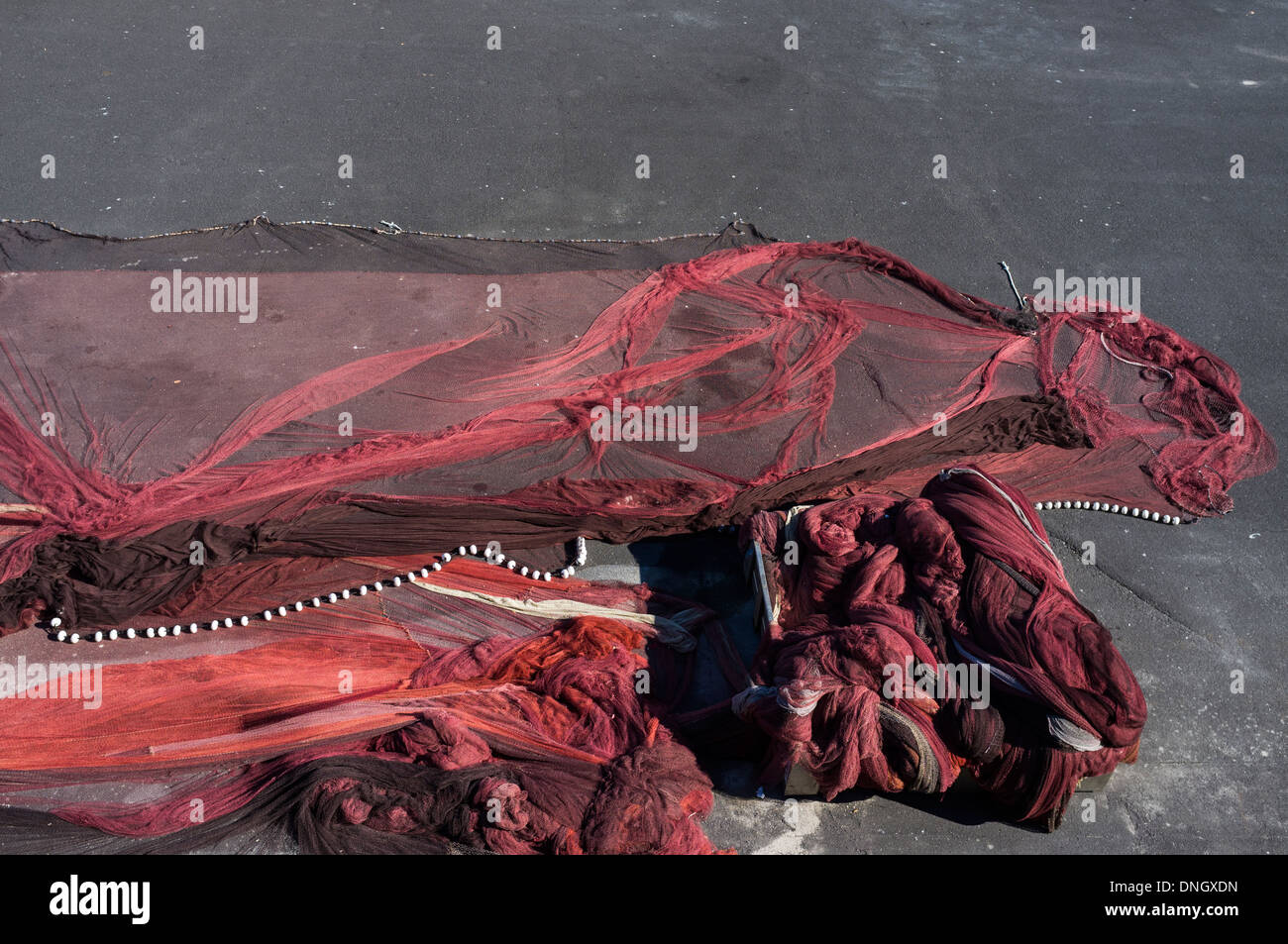 Rete da pesca sulla banchina a Playa San Juan porto di Tenerife, Isole Canarie, Spagna Foto Stock