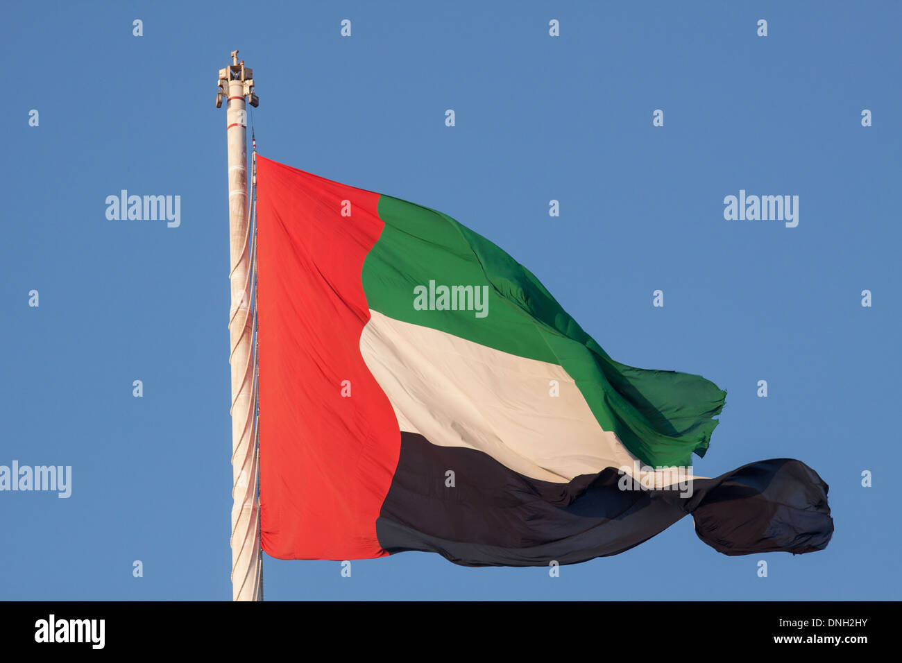 Bandiera degli Emirati arabi uniti, ABU DHABI, Emirati arabi uniti, MEDIO ORIENTE Foto Stock