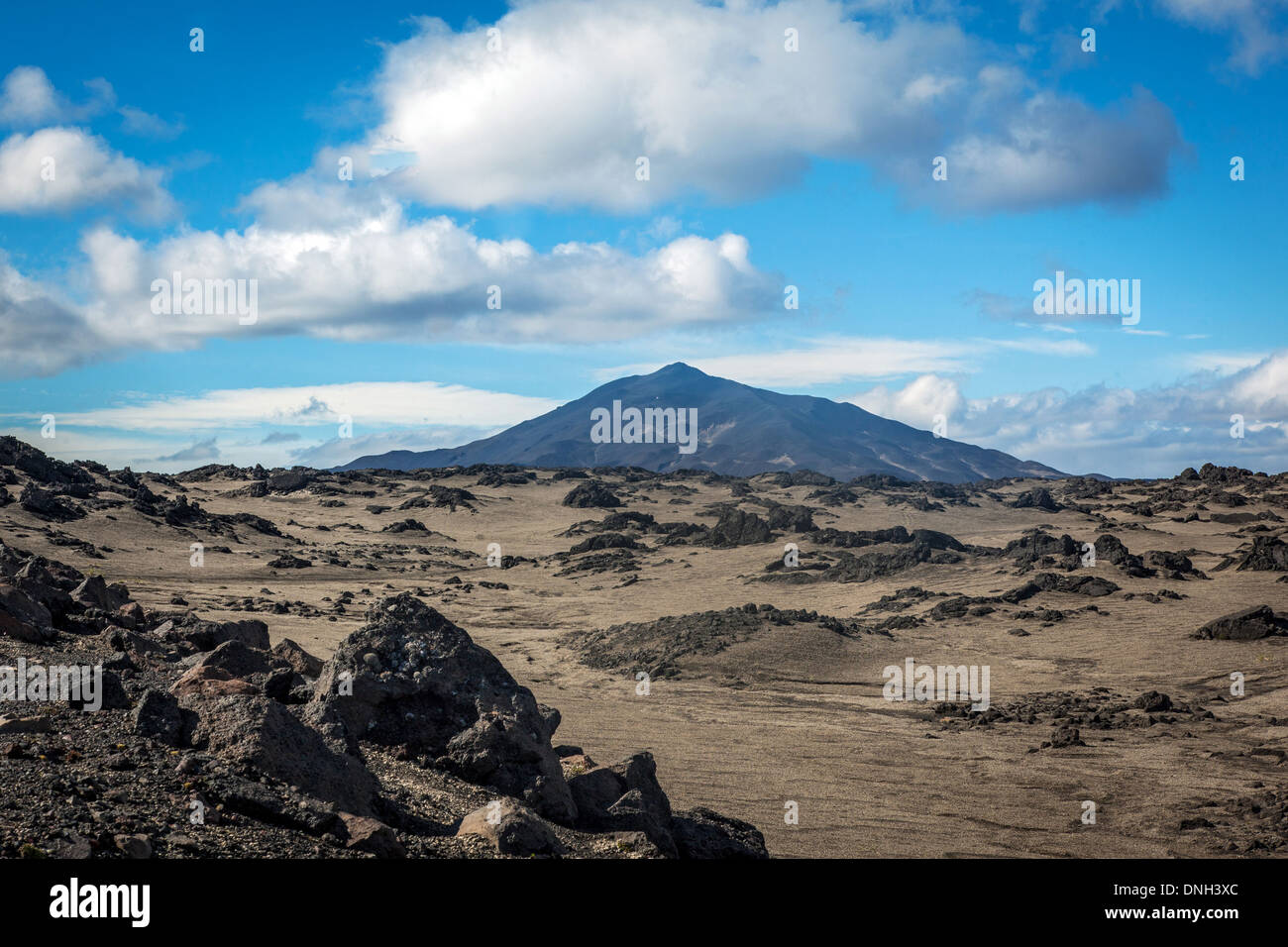 Vulcano sulla F 910 sentiero che conduce al vulcano ASKJA, deserto vulcanico e campo di lava, ALTIPIANI DI ISLANDA, NORDURLAND EYSTRA, centro orientale dell Islanda, EUROPA Foto Stock