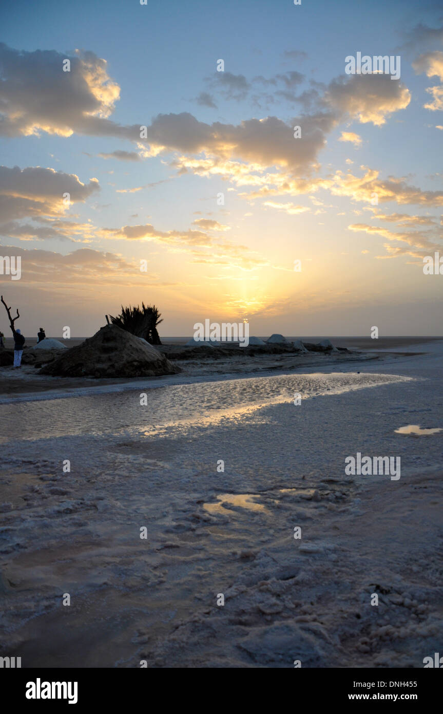 Vista del deserto del Sahara Sands all'alba e tramonto Foto Stock