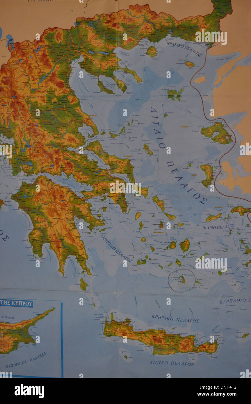 Mappa di Grecia e le isole greche Foto Stock
