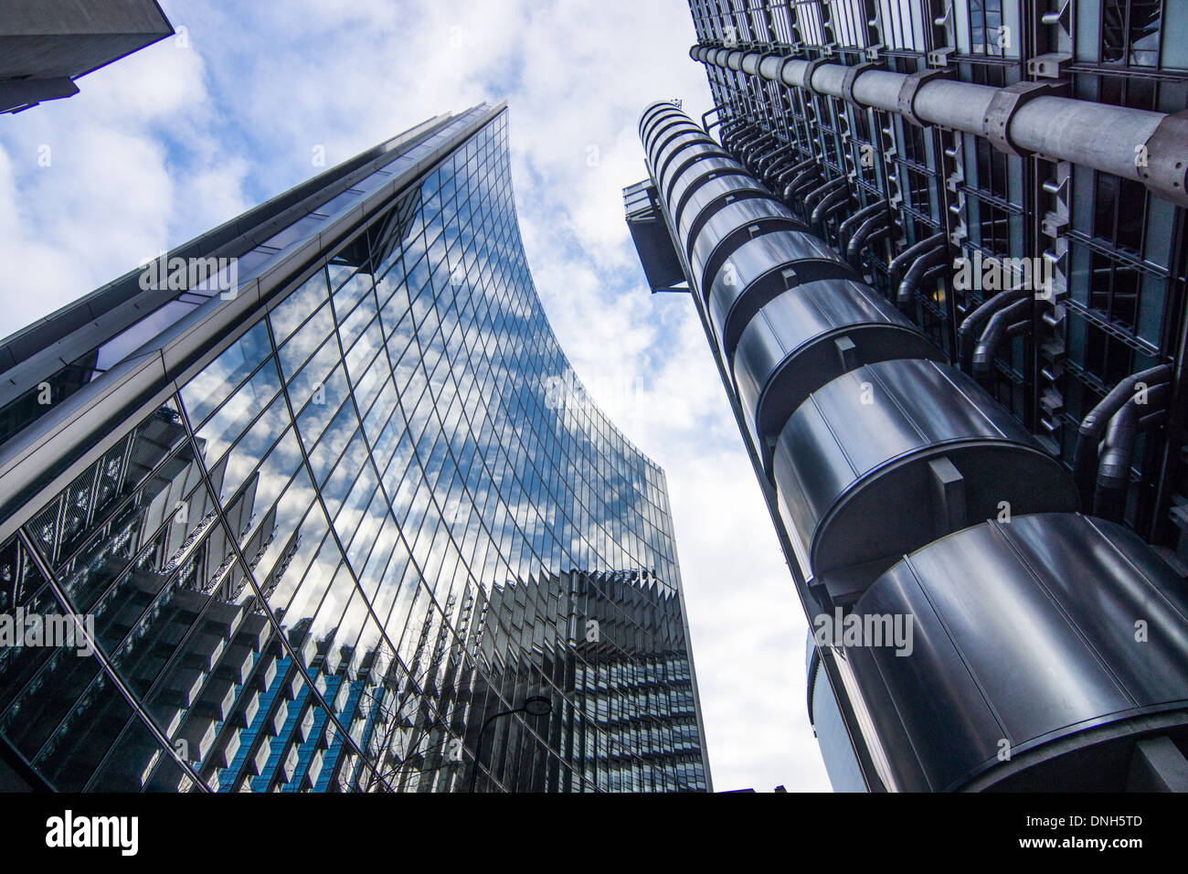 Lloyds di Londra e Willis edificio. Città di grattacieli di Londra Foto Stock
