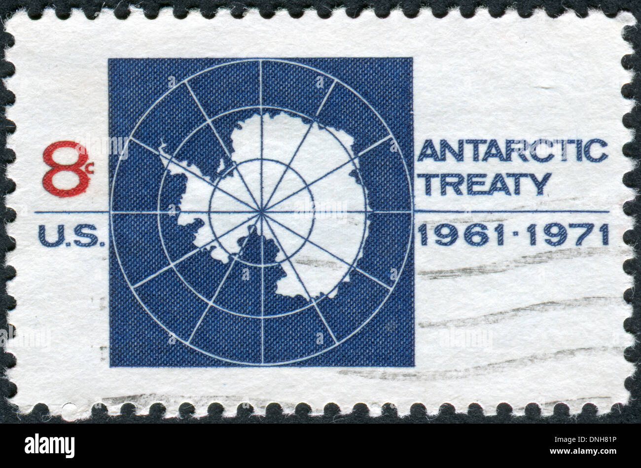 Dedicato al decimo anniversario del Trattato Antartico pledging usi pacifici dell e cooperazione scientifica in Antartide Foto Stock