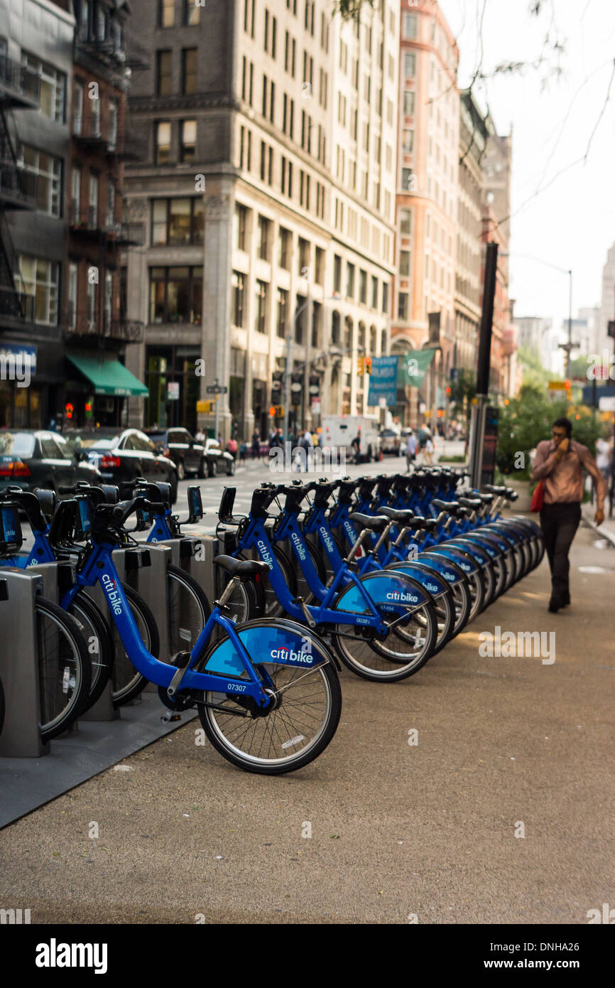 Il Citi Stazione bike a Broadway e 22nd street, sotto il Flatiron Building a Manhattan Foto Stock