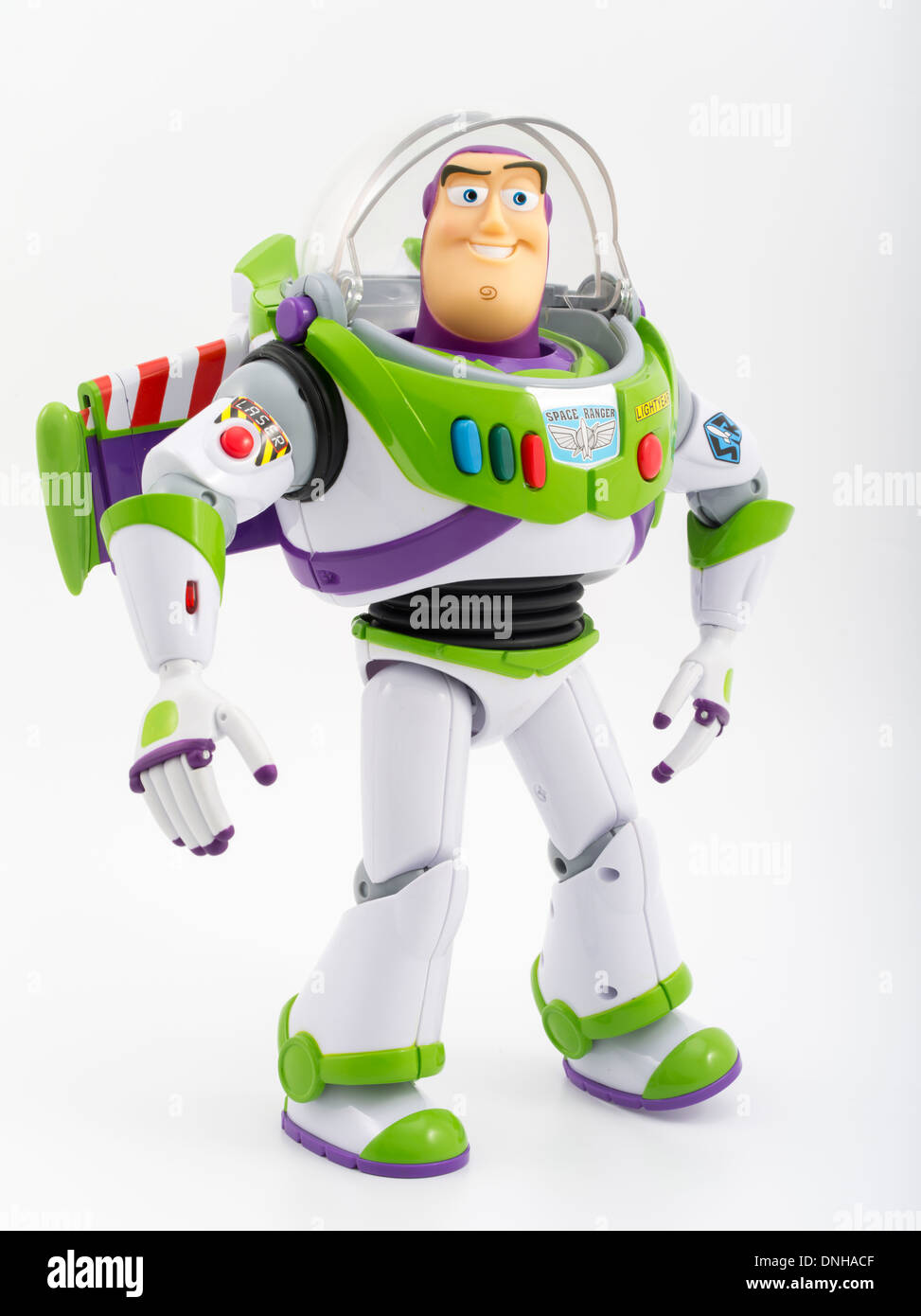 Buzz Lightyear iconico giocattolo per bambini è dal film Toy Story prodotta da Thinkway Toys Foto Stock