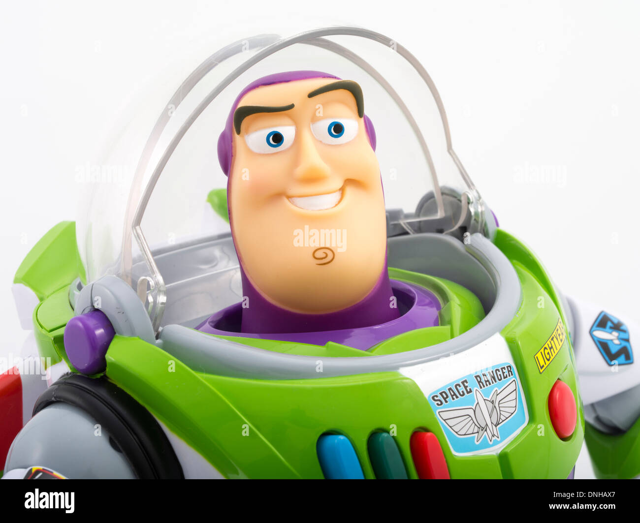 Buzz Lightyear iconico giocattolo per bambini è dal film Toy Story prodotta da Thinkway Toys Foto Stock