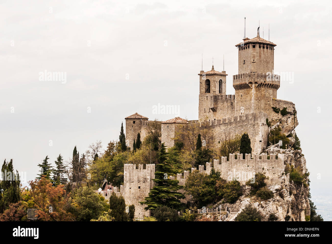 La fortezza e la parete della Repubblica di San Marino Foto Stock