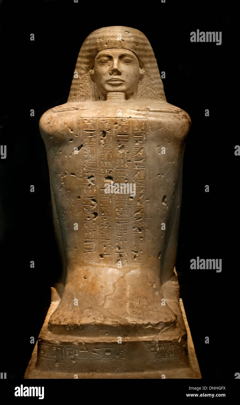 Blocco Statua del sacerdote di Amon Bakenkhonsu 19 Dynasty 1320 BC egiziano Egitto Foto Stock
