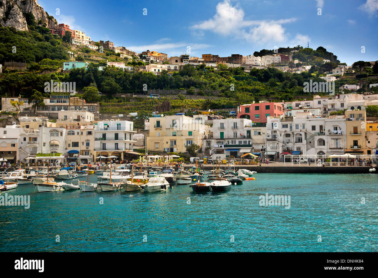 Barche a porto, Capri, Campania, Italia Foto Stock