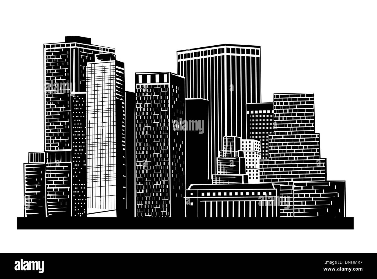Illustrazione della città isolata Foto Stock