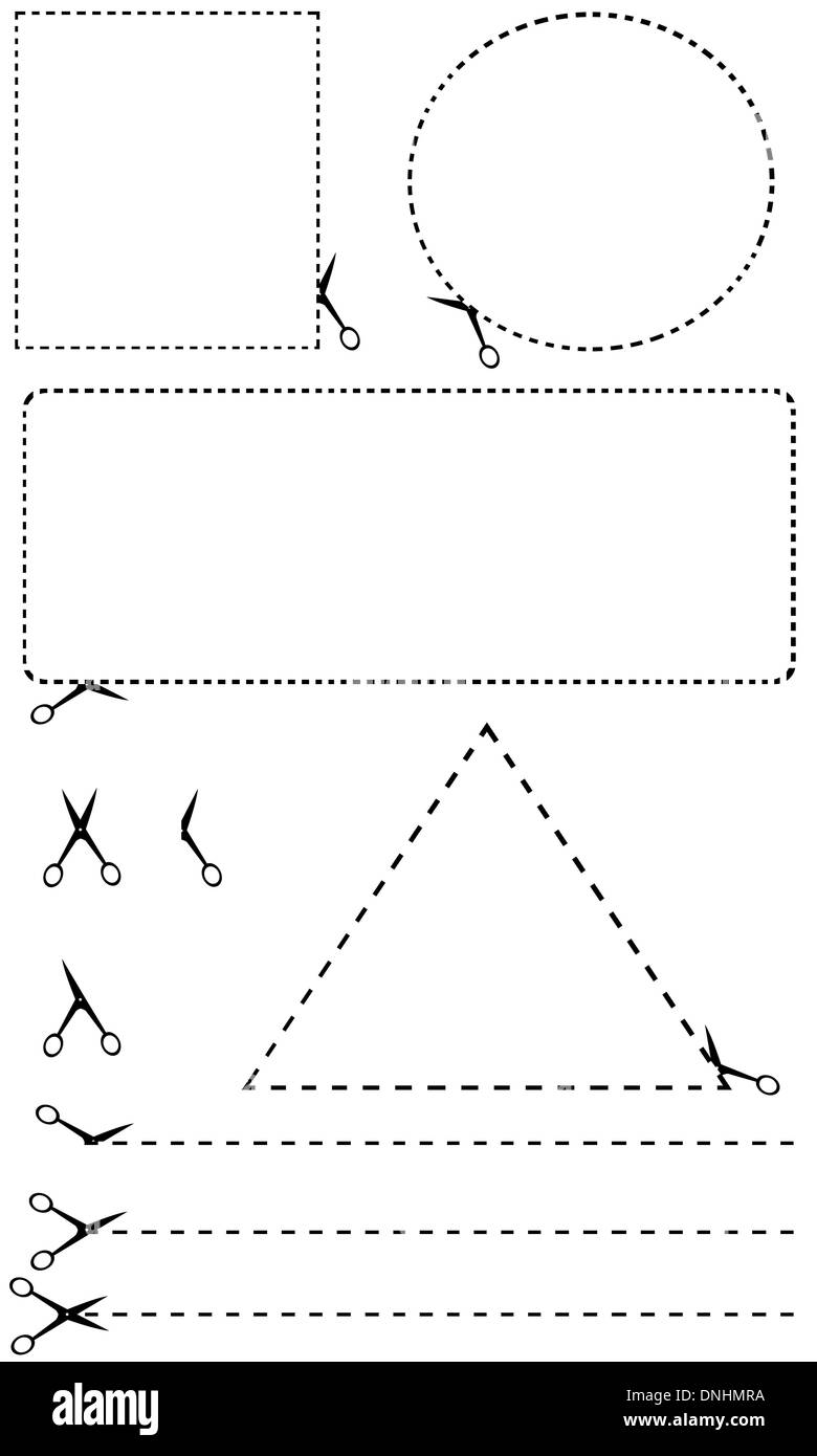 Illustrazione delle linee di taglio isolato Foto Stock