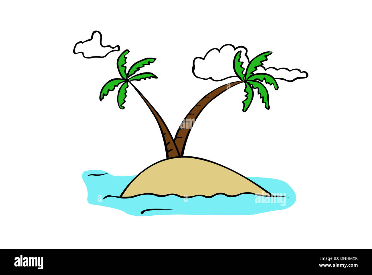 Illustrazione di un tropicale isola piccola isolato Foto Stock