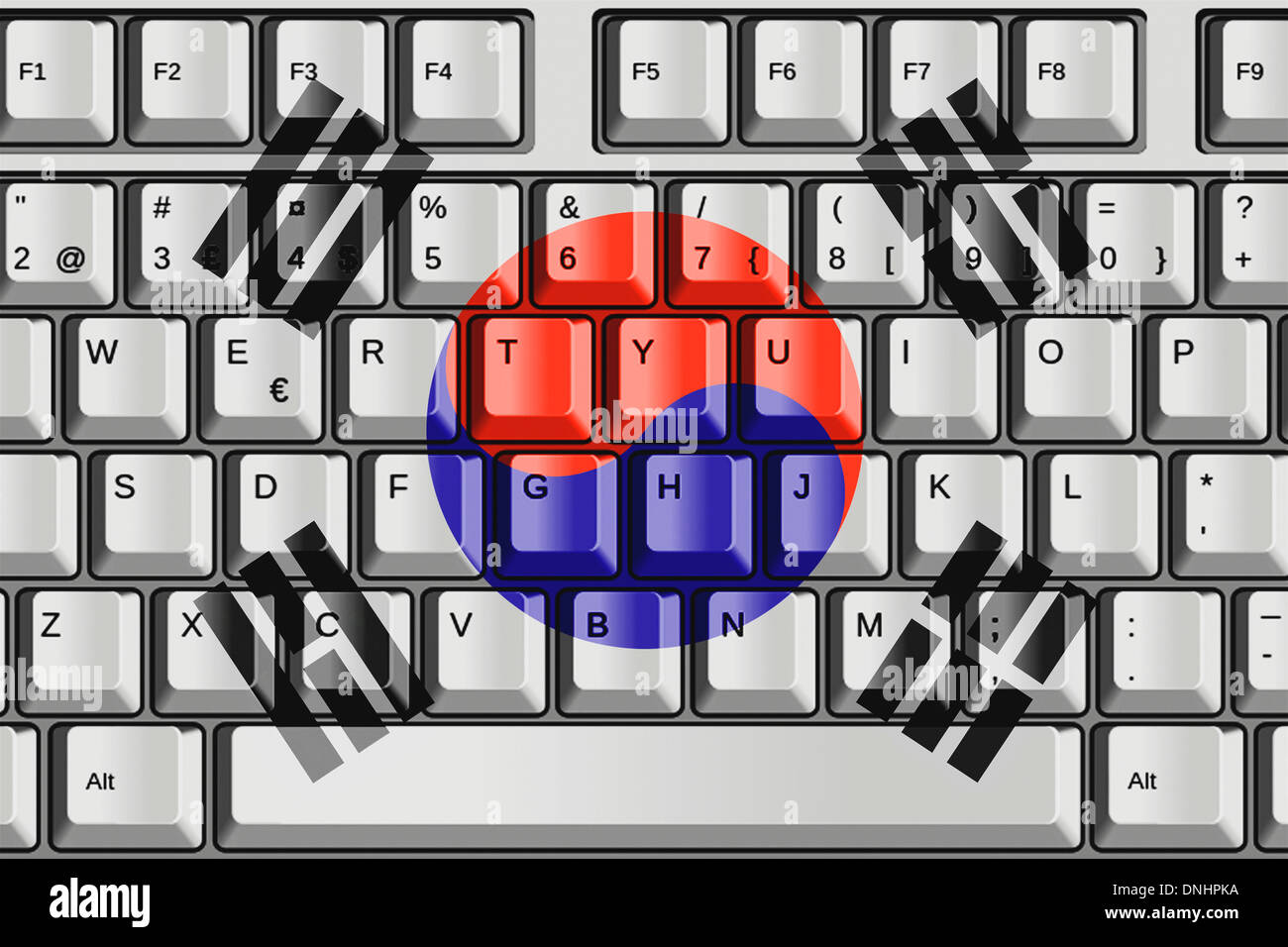 Tastiera per computer con Bandiera della Corea Concept Foto Stock