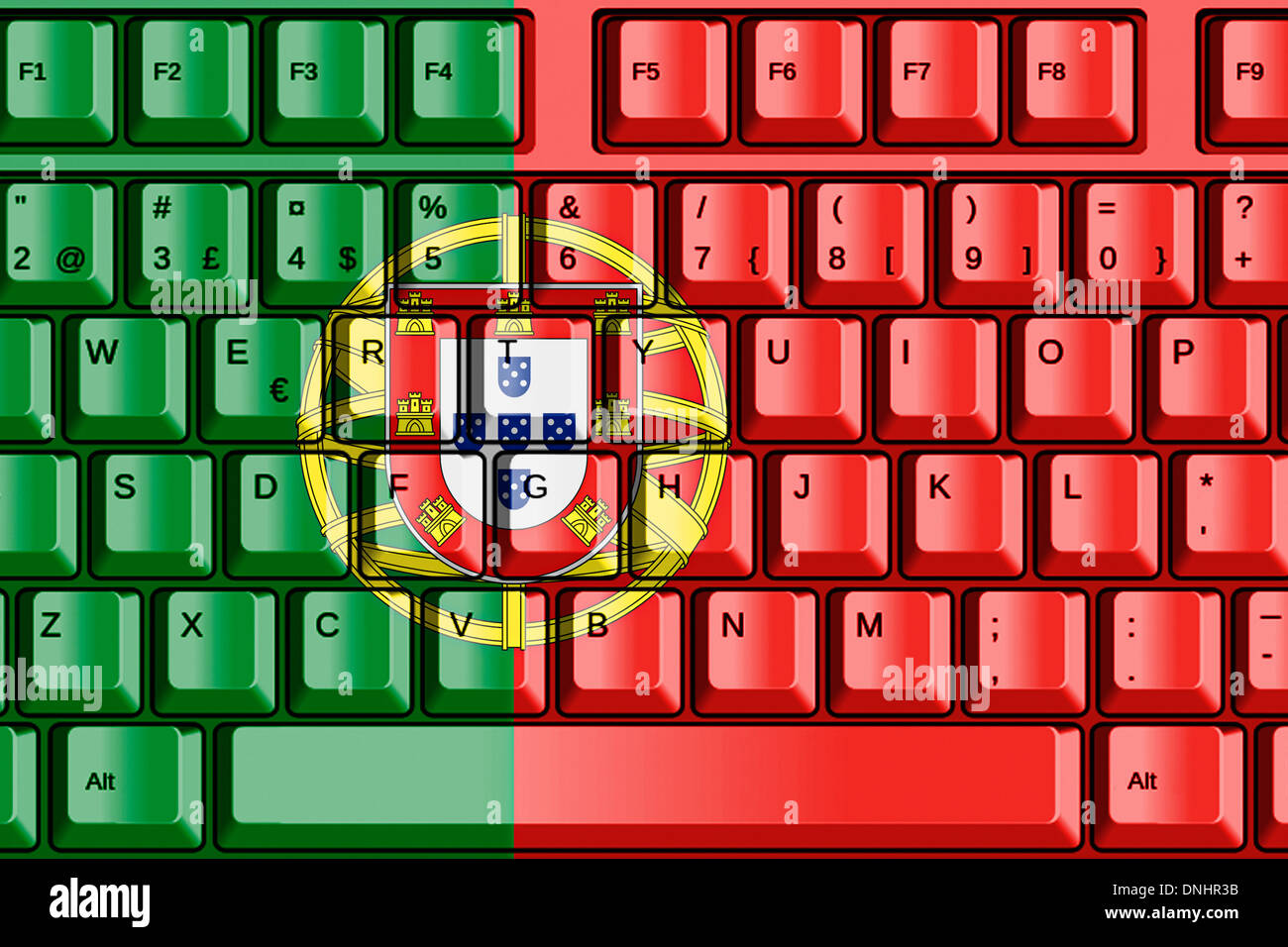 Tastiera del computer con la bandiera del Portogallo Concept Foto Stock