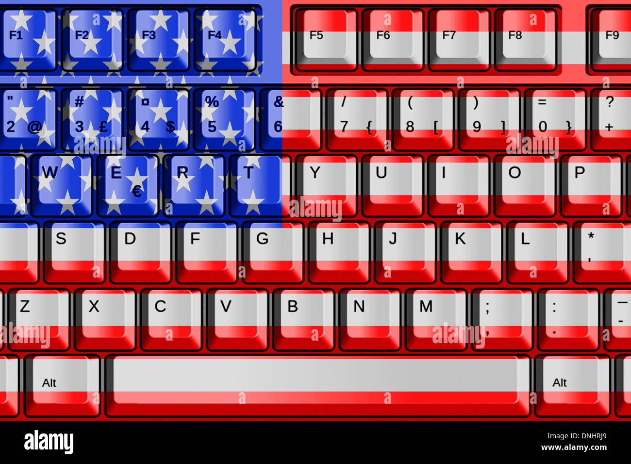 Tastiera per computer con gli Stati Uniti il concetto di bandiera Foto Stock
