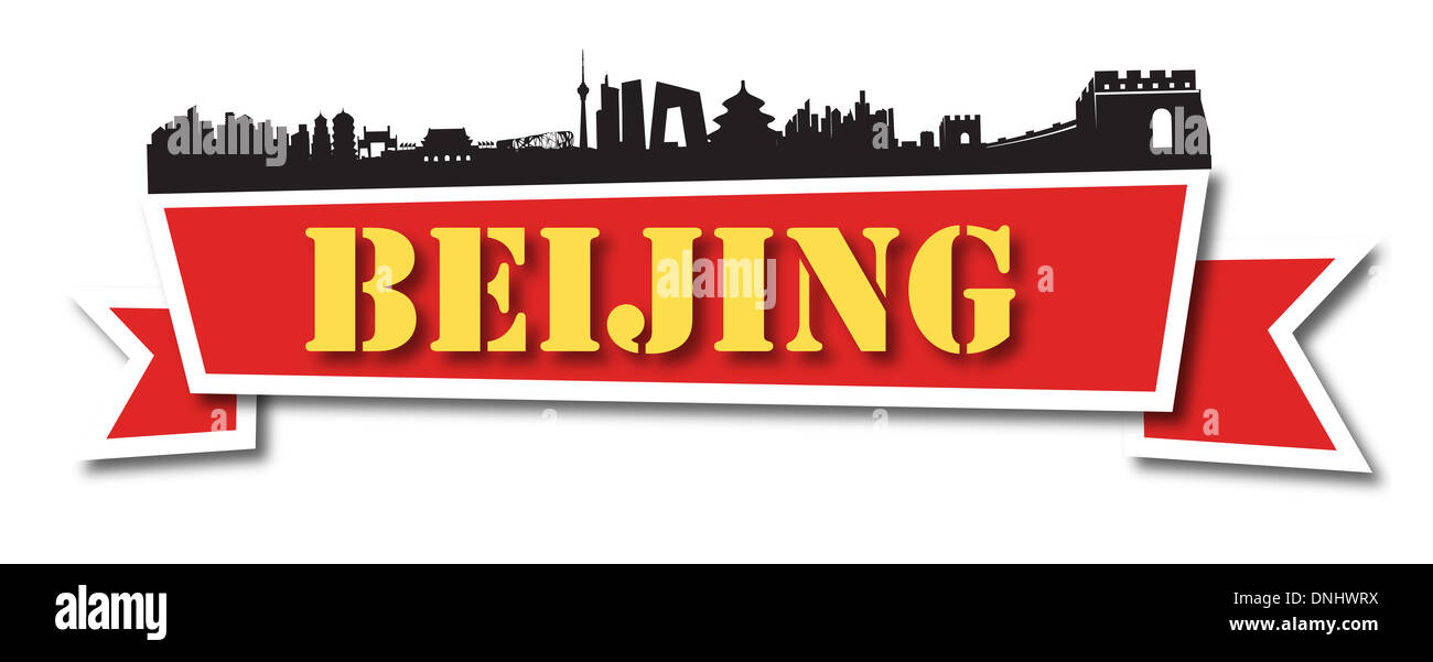 La città di Pechino Skyline Silhouette banner grafici vettoriali Foto Stock