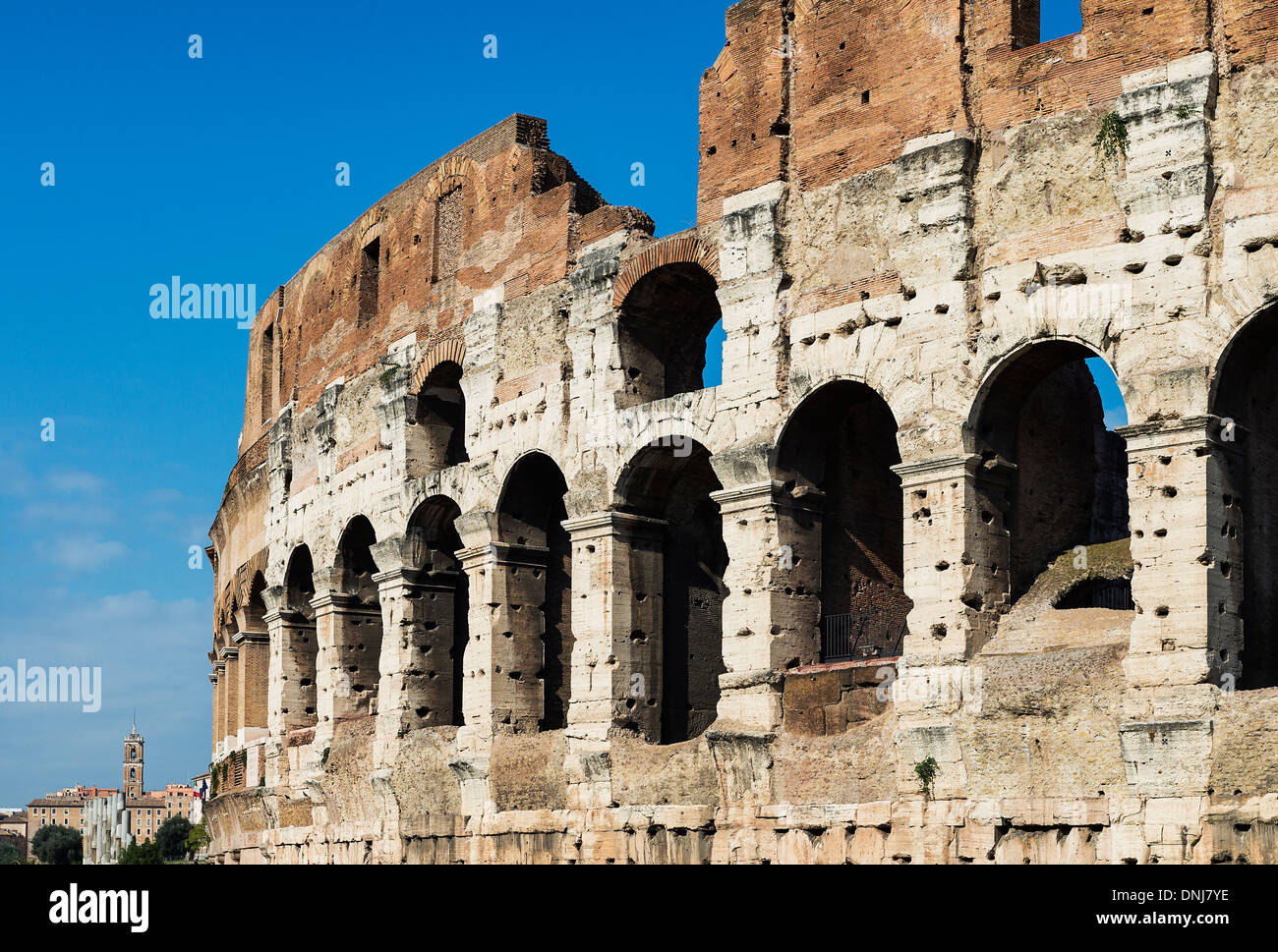 Esterno del Colosseo, Roma Italia Foto Stock