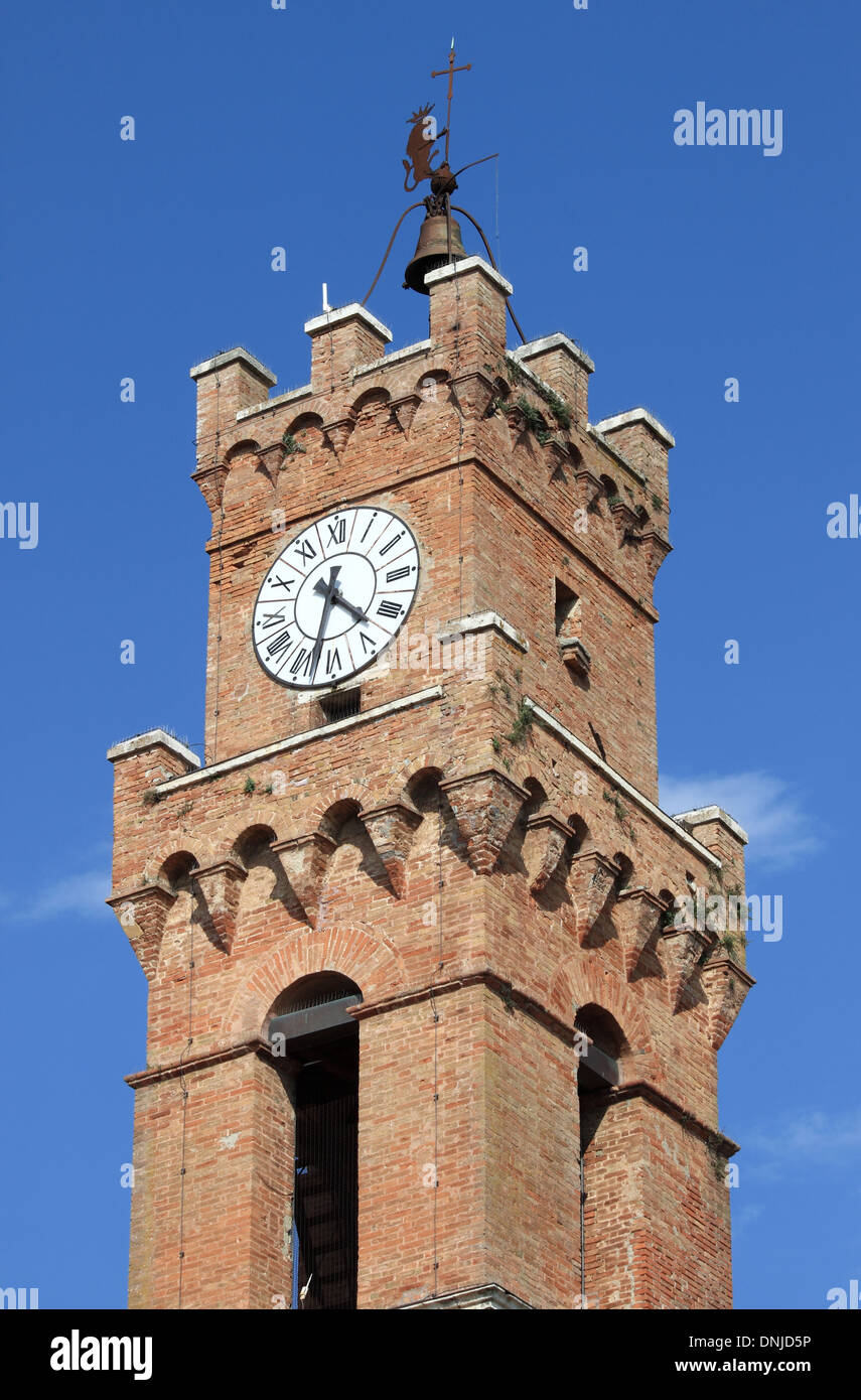 Campanile del Municipio di Pienza, Italia Foto Stock