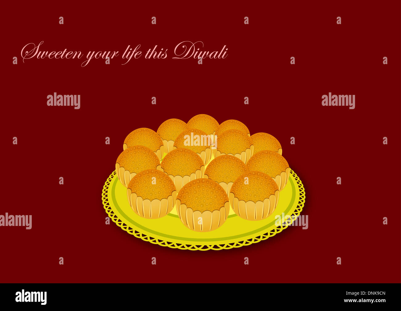 Diwali dolce Laddu nel vassoio isolato su sfondo marrone Foto Stock