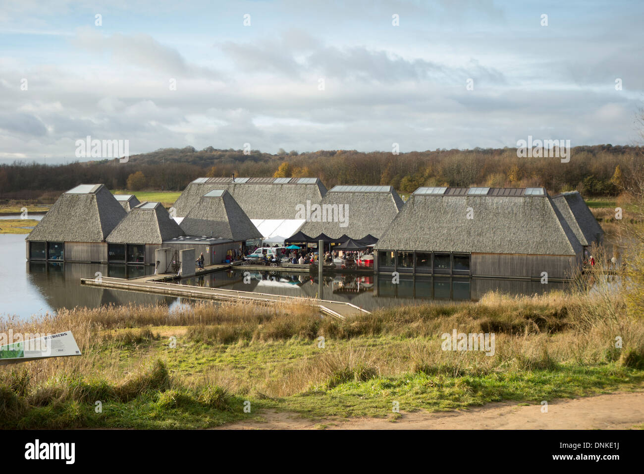 Il floating Visitor Center a Brockholes riserva faunistica Foto Stock