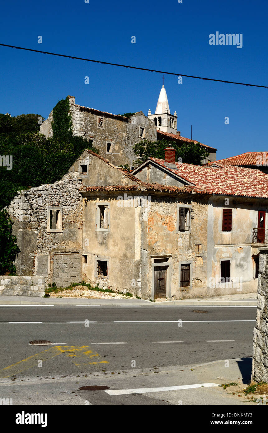 Il vecchio villaggio di pescatori Plomin Istria Croazia pareti esterne Foto Stock