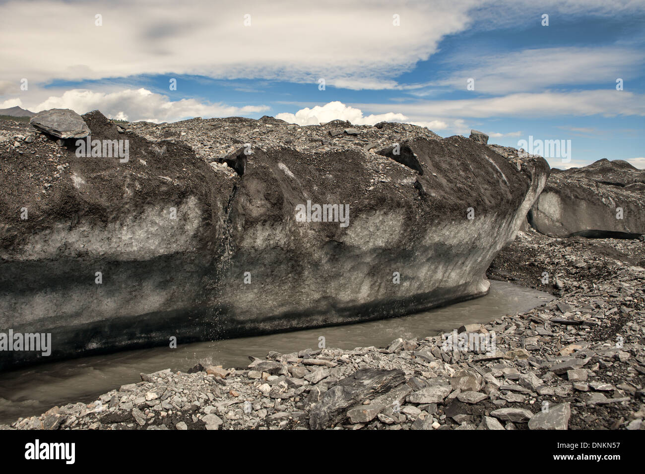 Falesia di ghiaccio sul ghiacciaio Matanuska in Alaska. Foto Stock