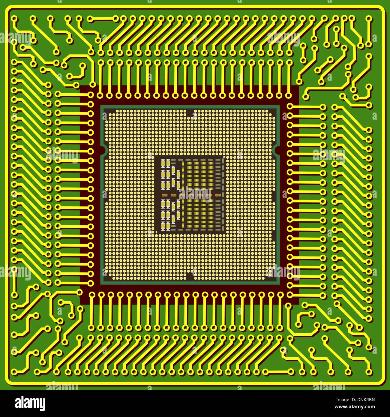 I moderni computer è il processore su un chip Illustrazione Vettoriale