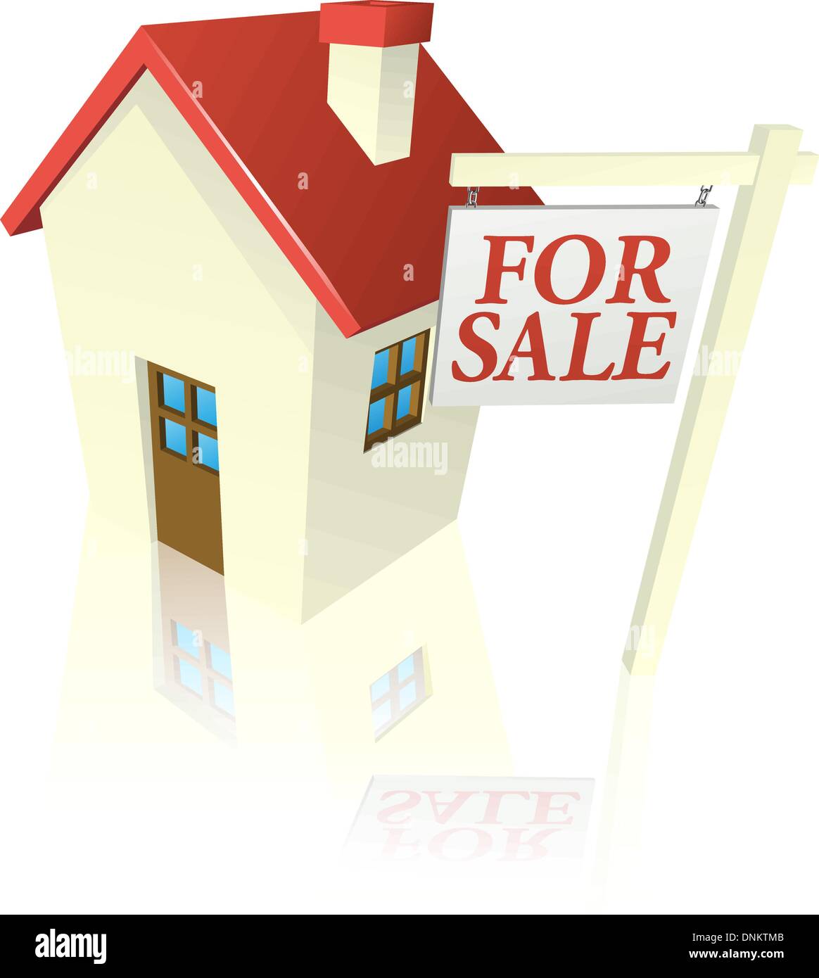 Illustrazione di una casa in vendita con in vendita segno Illustrazione Vettoriale