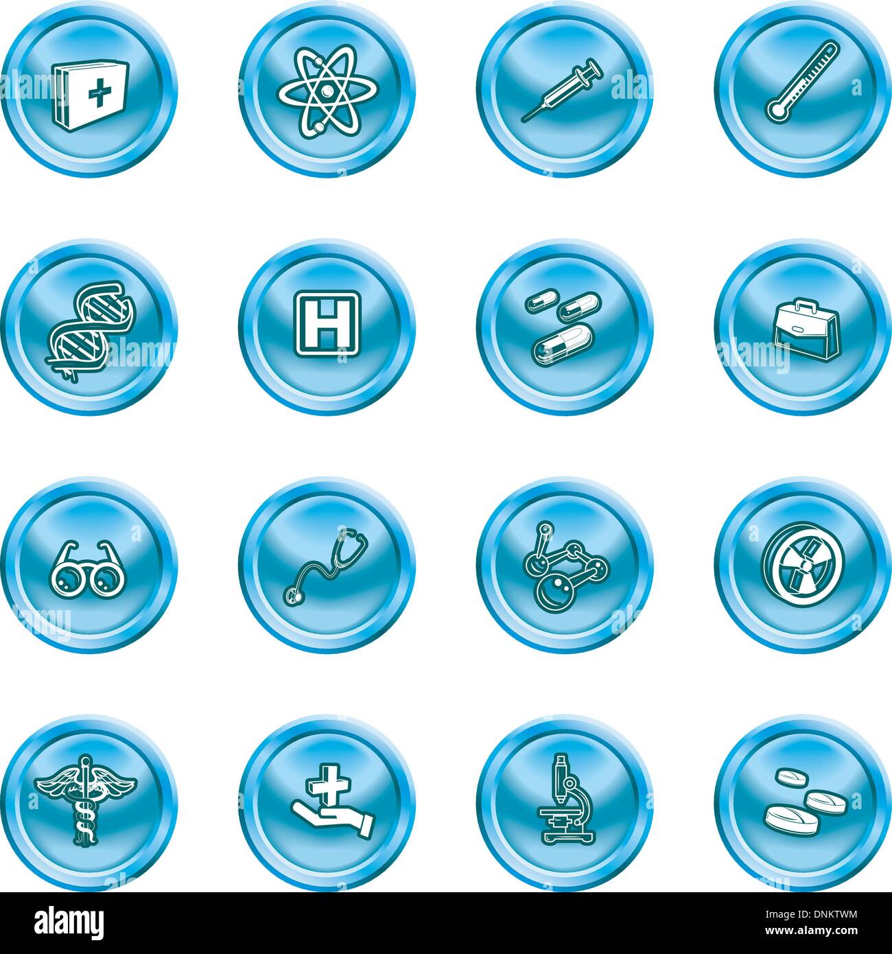 Un set di icone correlate alla medicina e scienza Illustrazione Vettoriale